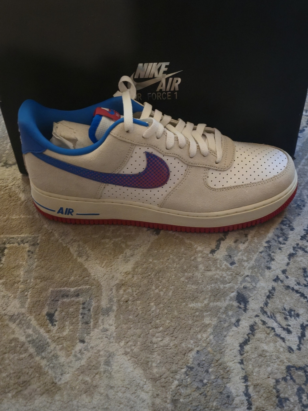 Nike Air Force 1 Low White with Blue & Red Swoosh